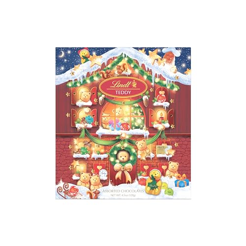 Lindt Holiday Teddy Bear Chocolate Candy Advent Calendar, Assorted Chocolates, 4.5 oz. (2023)