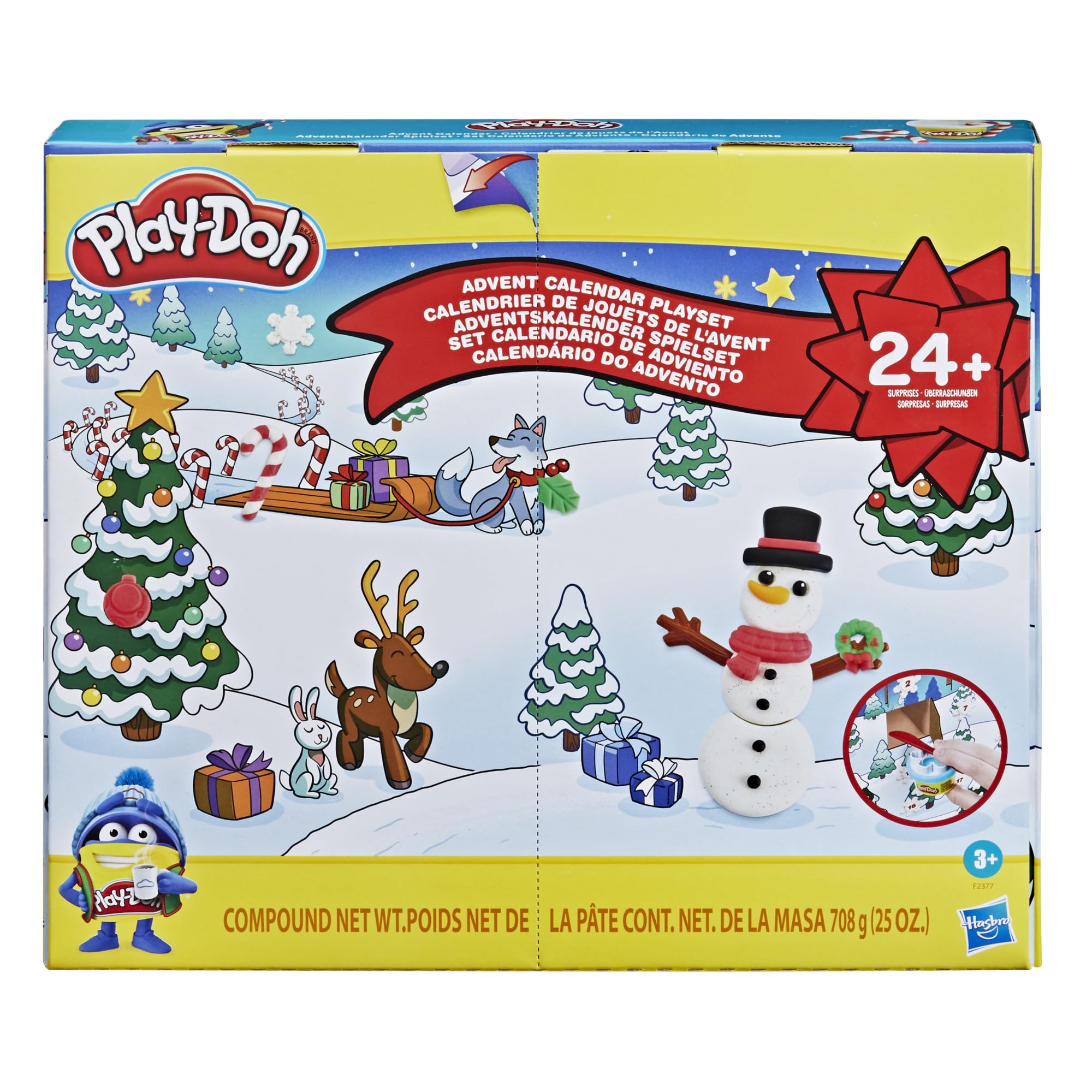 Play-Doh Advent Calendar Toy for Kids 3 Years and Up with Over 24 Surprise Accessories, Playmats, and 24 Cans, Assorted Colors, Non-Toxic