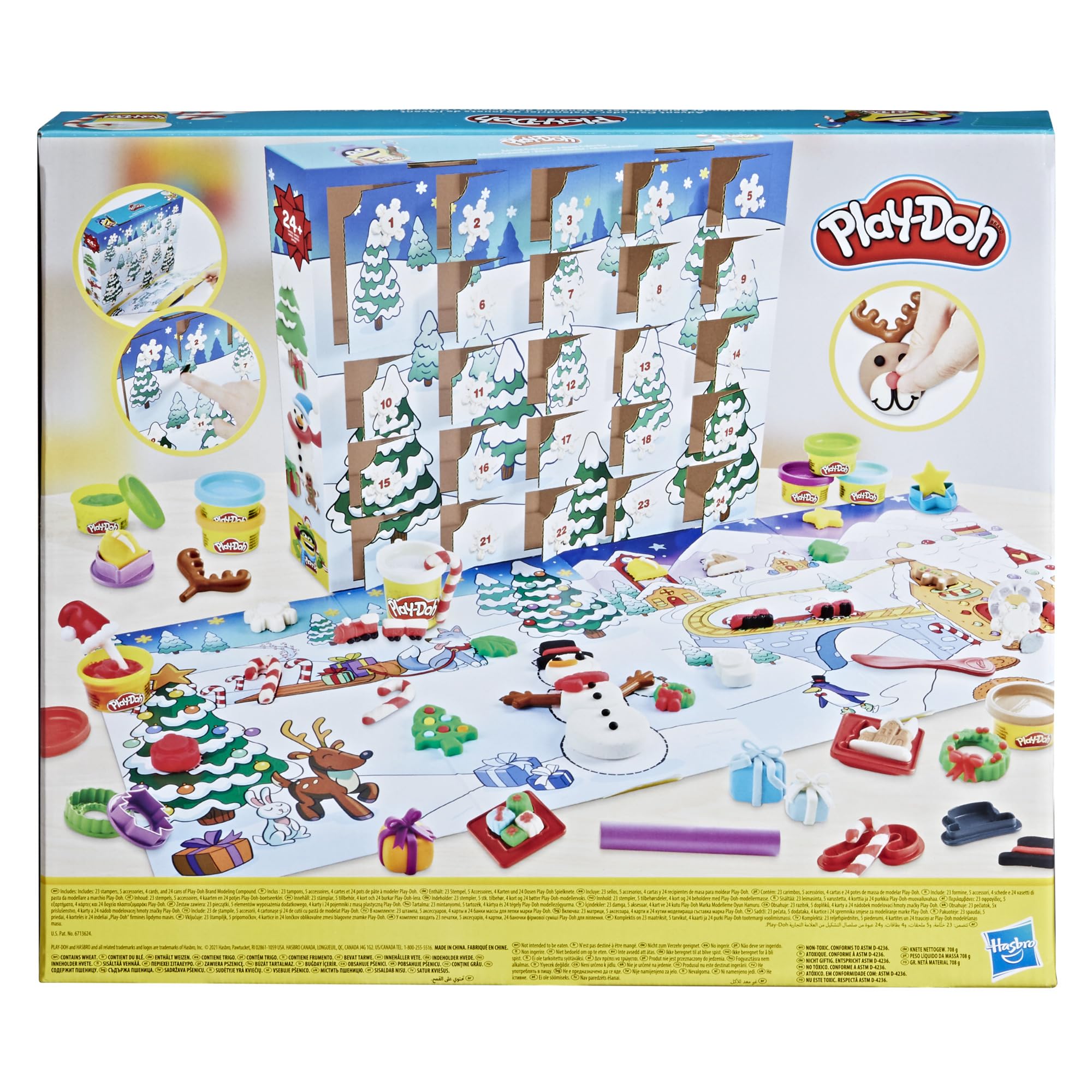 Play-Doh Advent Calendar Toy for Kids 3 Years and Up with Over 24 Surprise Accessories, Playmats, and 24 Cans, Assorted Colors, Non-Toxic