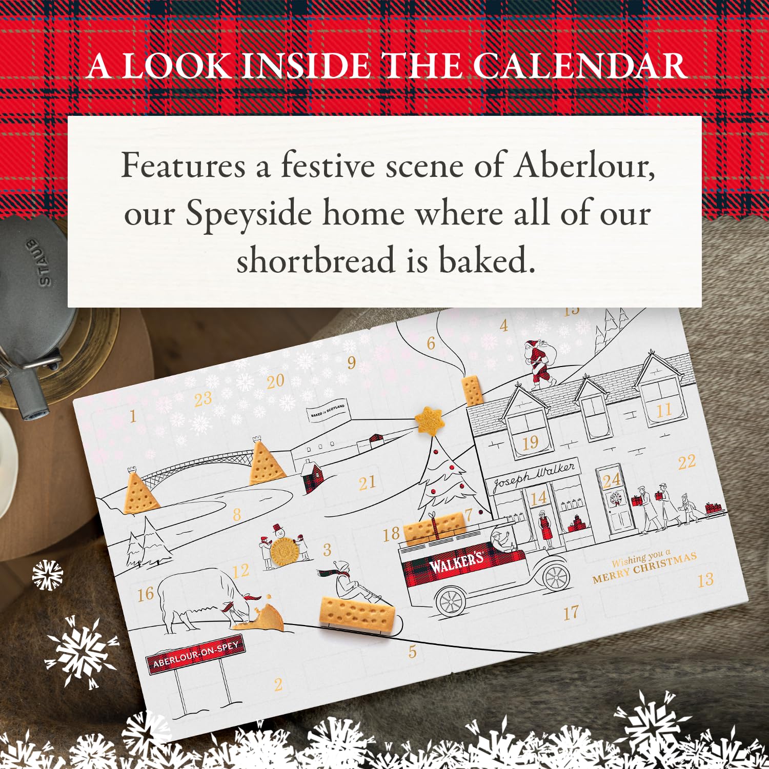 Walker’s 2023 Advent Calendar with Shortbread Cookies from Scotland - 28 Count (10.4 oz) - Limited Edition Cookie Box with Christmas Cookies in Various Shapes and Flavors