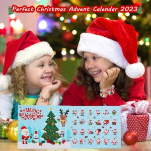 Howcow Christmas Advent Calendar Bracelets 2024, 24 Days Xmas Countdown Calendar with 2pcs DIY Charm Bracelets Kits, Christmas Surprise for Girls Kids Teens Adult Women