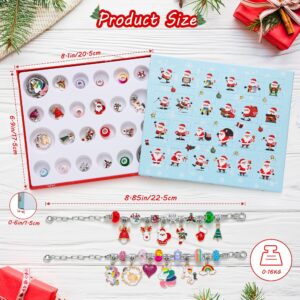 Howcow Christmas Advent Calendar Bracelets 2024, 24 Days Xmas Countdown Calendar with 2pcs DIY Charm Bracelets Kits, Christmas Surprise for Girls Kids Teens Adult Women