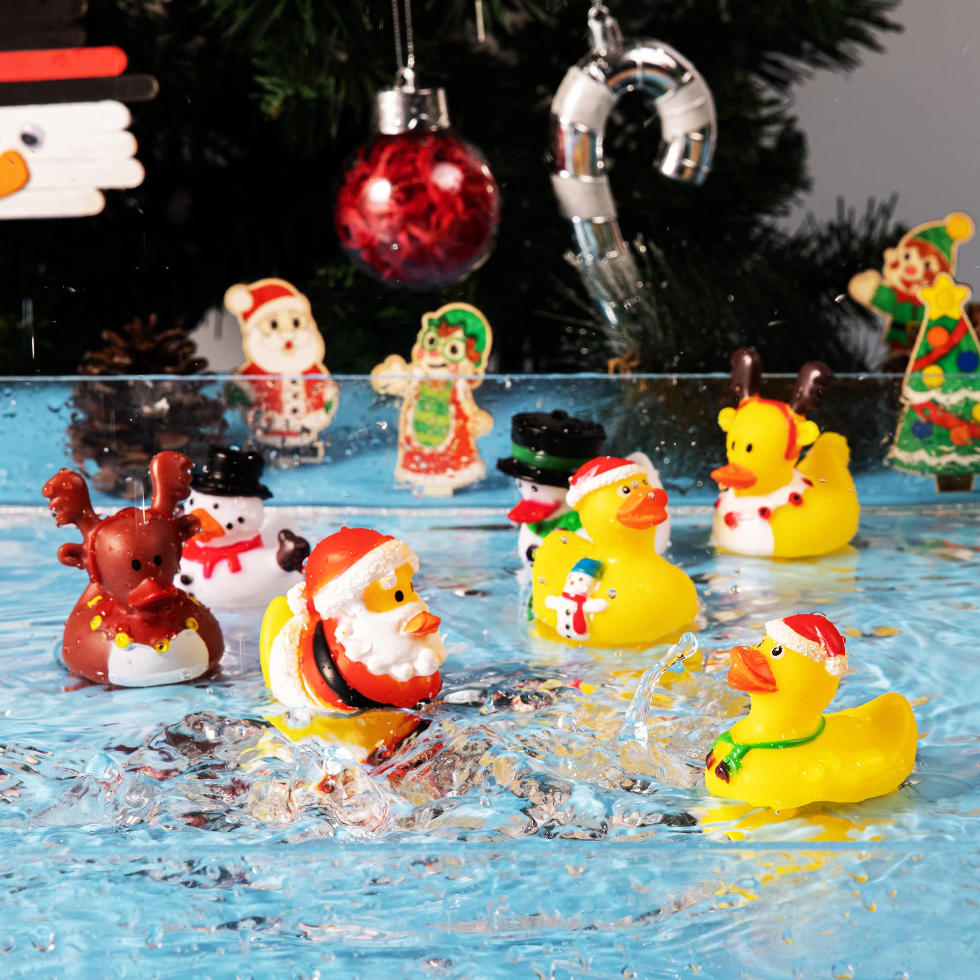 JOYIN Christmas 24 Days Advent Calendar 2023 with 24 Rubber Ducks for Boys, Girls, Kids and Toddlers, Christmas Party Favor Gifts, Rubber Ducky Bath Toys, Kids Xmas Fun Ducks