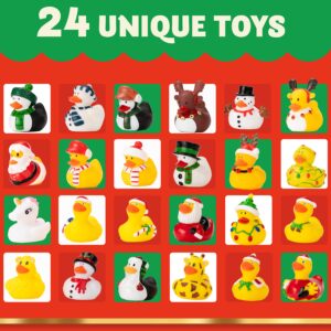 JOYIN Christmas 24 Days Advent Calendar 2023 with 24 Rubber Ducks for Boys, Girls, Kids and Toddlers, Christmas Party Favor Gifts, Rubber Ducky Bath Toys, Kids Xmas Fun Ducks