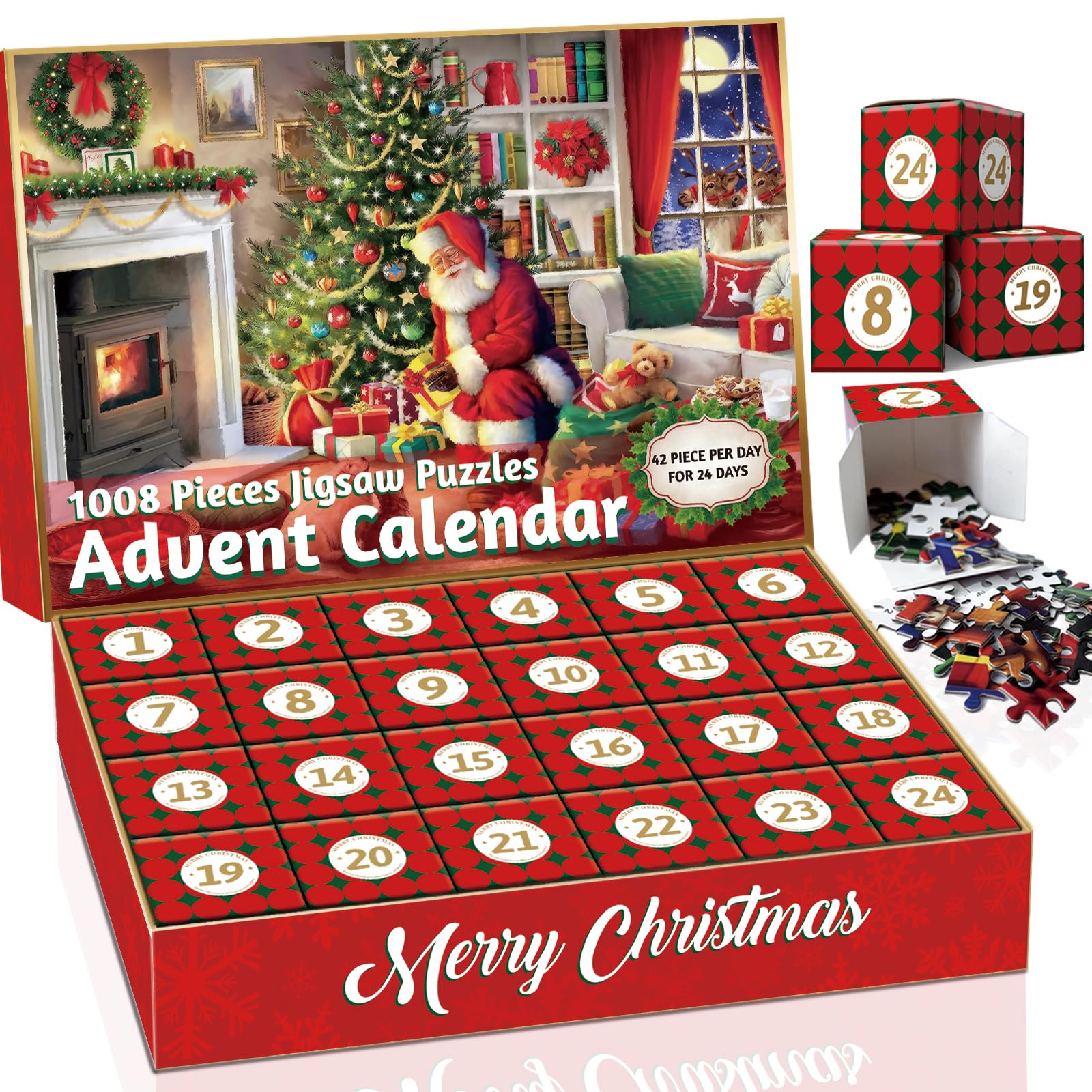 Advent Calendar 2023, Christmas Scene Jigsaw Puzzles 24 Days Countdown Calendars for Kids, Boys, Girls, Teens, Over 1000 Pieces Puzzle Advent Calendar 2023 Adult, Parents, Xmas Gift for 5-7, 8-12 (M7)