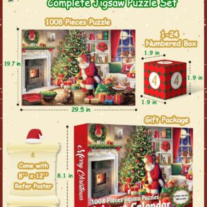 Advent Calendar 2023, Christmas Scene Jigsaw Puzzles 24 Days Countdown Calendars for Kids, Boys, Girls, Teens, Over 1000 Pieces Puzzle Advent Calendar 2023 Adult, Parents, Xmas Gift for 5-7, 8-12 (M7)