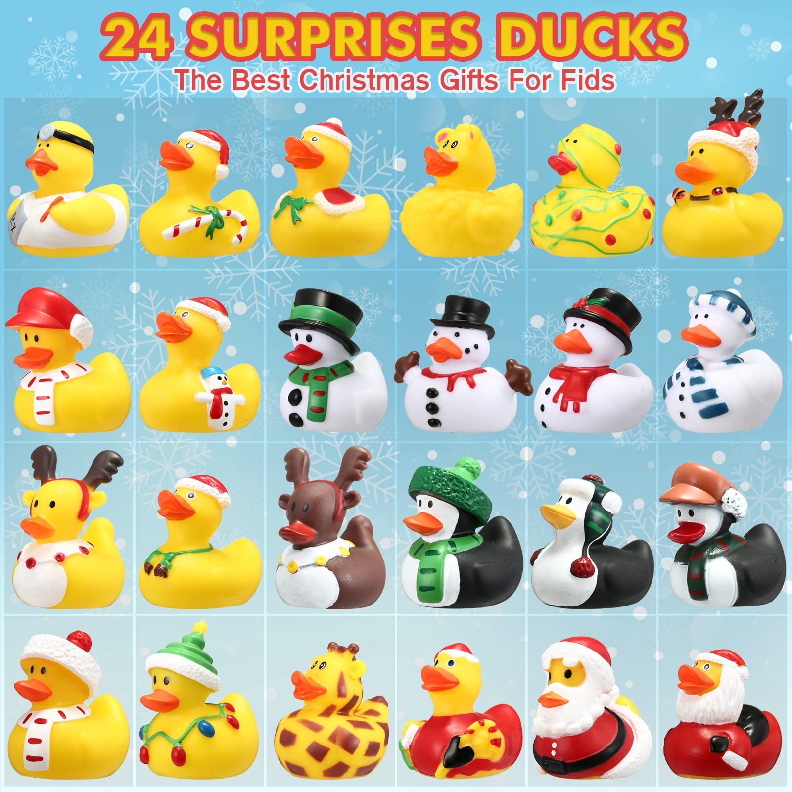 LIHAO Christmas Advent Calendar Rubber Ducks 2023, 24 Days Countdown Advent Calendar for Boys, Girls, Christmas Party Gifts