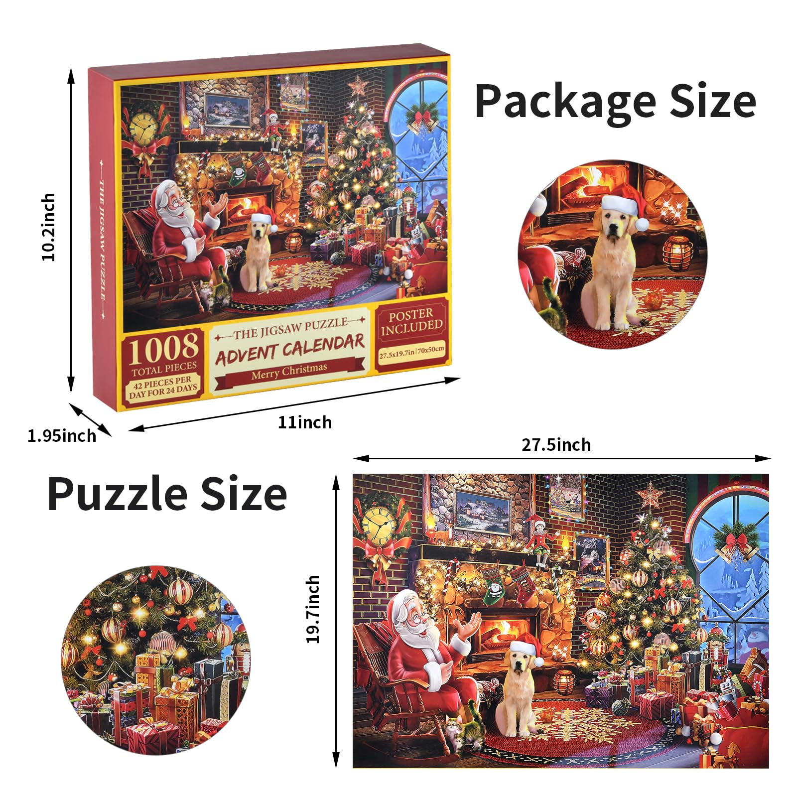 Advent Calendar 2023 Jigsaw Puzzles for Adult Kids, 24 Days Christmas Countdown Calendar, 1008 Pieces Jigsaw Puzzle Family Christmas Game, Christmas Gift Idea for Kids Teens Adult