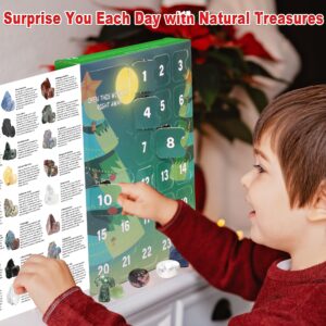 Advent Calendar 2023 Crystals for Kids with 24 Days Christmas Countdown Surprises, Natural Mineral & Rock Stone for Learning, Collection, Scientific Gift for Girls & Boys & Geology Enthusiasts