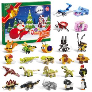 advent calendar 2023 kids toys, 24 days animal building blocks christmas countdown calendar, advent calendars surprise christmas gifts for kids dinosaur toys for boys girls age 4 5 6 7 8-12 years old