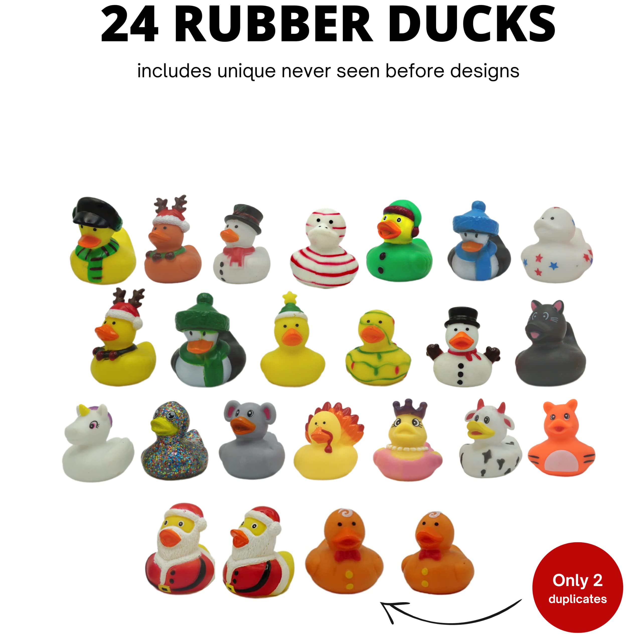 Christmas Advent Calendar 2023 with Christmas Rubber Ducks for Kids & Toddlers, 24 Days Christmas Countdown Calendar Toy & Gifts for Kids Boys & Girls by 4E's Novelty