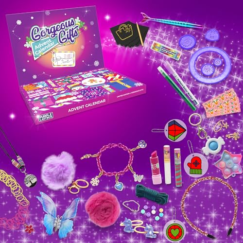 PURPLE LADYBUG Girls Advent Calendar 2023 with 24 Unique Gifts - Crafts, Makeup, Jewelry, Accessories, & More - Cool Kids Advent Calendar 2023, Fun 24 Days of Christmas Countdown for Girl Age 6+