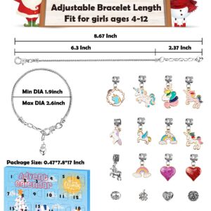 Advent Calendar 2023 Girls Unicorn Charm Bracelets Making Kit, 24 Days of Christmas Advent Calendars for Teens Kids Age 4-12, Unicorns Gifts for Girls 4 5 6 7 8-10 Girl Craft Toys Countdown Calender.