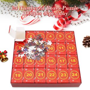 Jigsaw Puzzles Advent Calendar 2023 Christmas Gift，24 Days 1008 Pieces Puzzles,Christmas Fireplace& Home Decoration,Christmas Countdown Calendar for Kids Teens and Adults, Finished Size27.5in x 19.7in