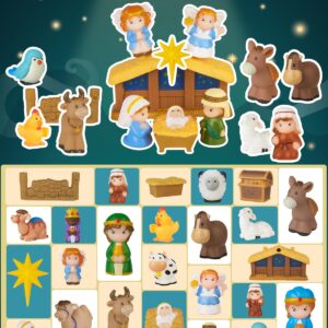 Nativity Advent Calendar 2023 Kids, Christmas Story Nativity Playset Christian Advent Calendar for Toddlers, Kids, Boys, Girls, 25pcs Nativity Scene Set Toys for Children Ages 1 2 3 4 5 6+