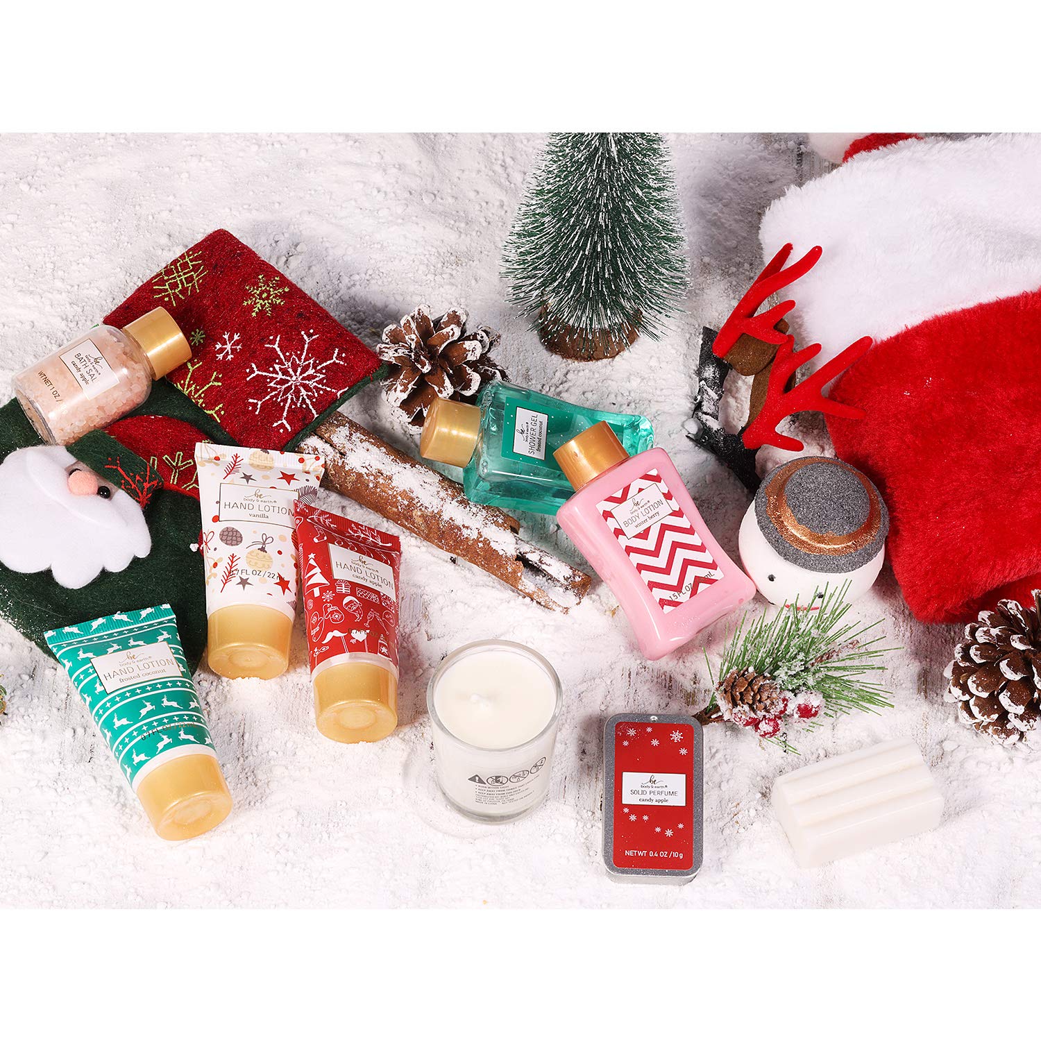 Christmas Advent Calendar 2023 - 12 Days of Christmas Advent Calendar for Women, BODY & EARTH Spa Gift Baskets with Snowman Bath Bomb, Scented Candle, Christmas Hat, Christmas Bath Set for Men Women