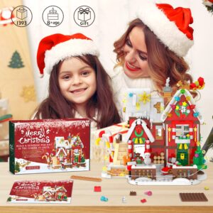 Advent Calendar 2023 Building Blocks Kit - Christmas Cottage, 24 Boxes 1393 Pcs Christmas Countdown Calendar Building Toys, Christmas Toy Building Sets Christmas Gifts Decorations for Boys Girls