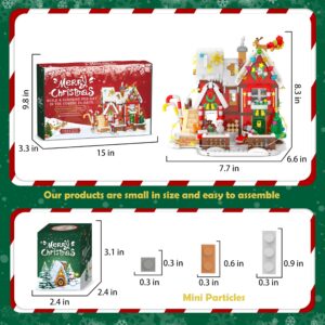 Advent Calendar 2023 Building Blocks Kit - Christmas Cottage, 24 Boxes 1393 Pcs Christmas Countdown Calendar Building Toys, Christmas Toy Building Sets Christmas Gifts Decorations for Boys Girls