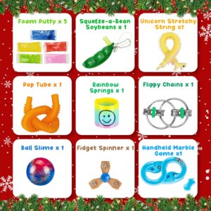 HelloJoy Christmas Pop Fidgets Advent Calendar 2024 for Boys Girls, 24 Days Countdown Calendar Push Pop Bubble Set Sensory Toys Pack for Kids Adult Teens, Xmas Party Favors Carnival Treasure Classroom Prizes