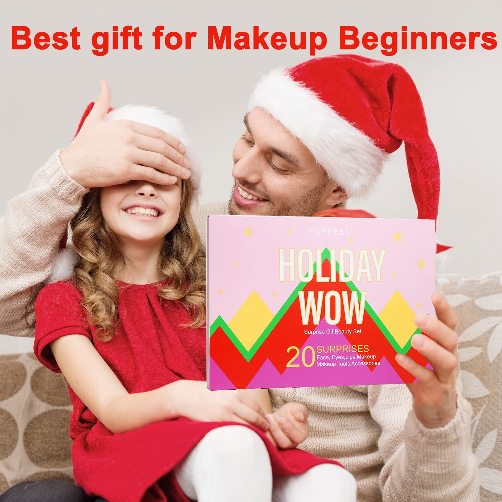 PHOEBE Makeup Advent Calendar Christmas Gifts Teenage Girls All-in-one Makeup Kit Surprise Gift Christmas Countdown Calendar Gifts Include Lip Gloss, Foundation, Concealer, Mascara, Eyebrow Pencil