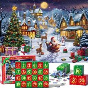 partylamb advent calendar 2023-1000 pieces christmas jigsaw puzzles for kids adults teens, christmas countdown calendars family game puzzle 24 days surprises xmas gift idea for women men boys girls