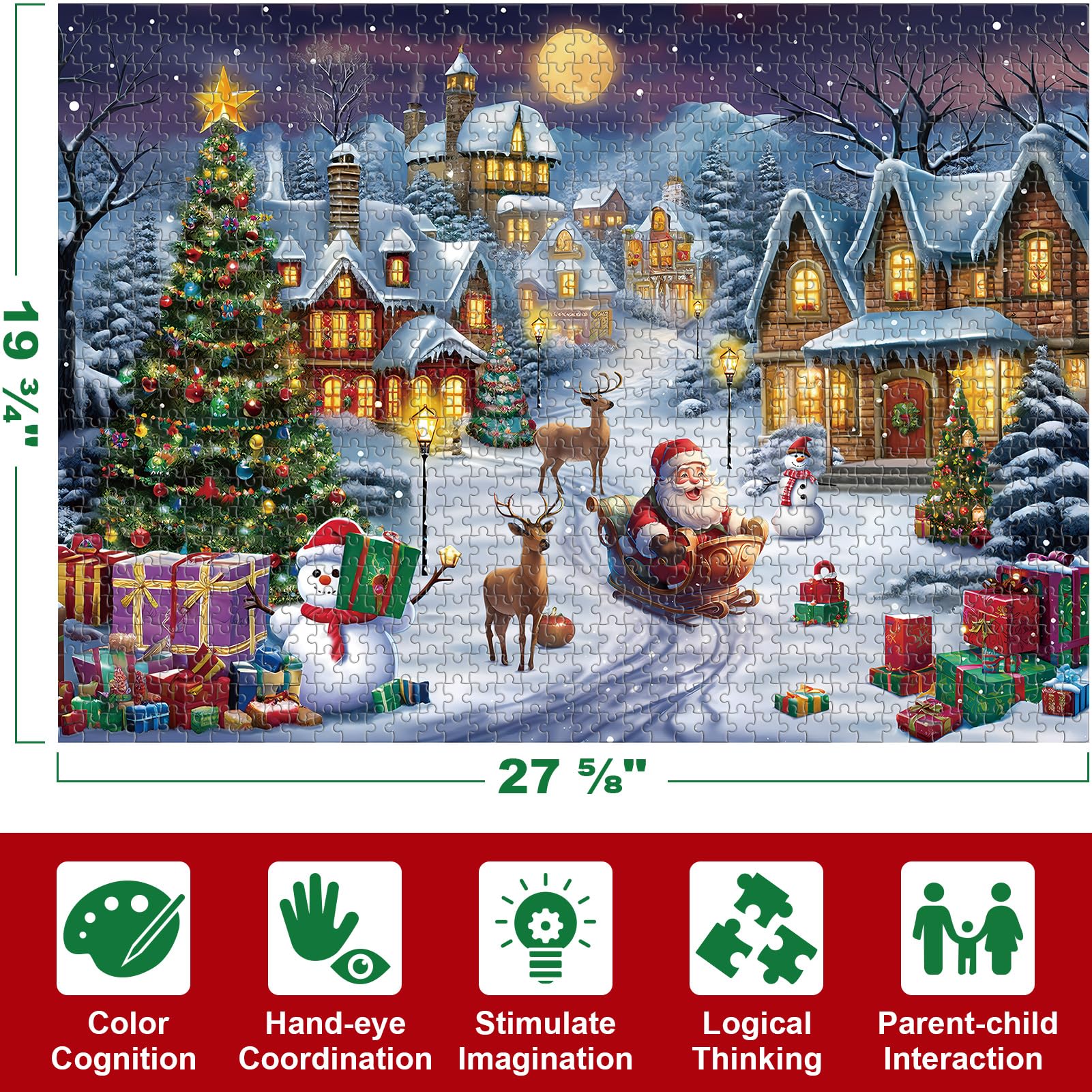 Partylamb Advent Calendar 2023-1000 Pieces Christmas Jigsaw Puzzles for Kids Adults Teens, Christmas Countdown Calendars Family Game Puzzle 24 Days Surprises Xmas Gift Idea for Women Men Boys Girls