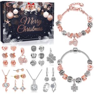 MOVINPE Rose Gold Jewelry Set Advent Calendar for Girl 2023 Christmas