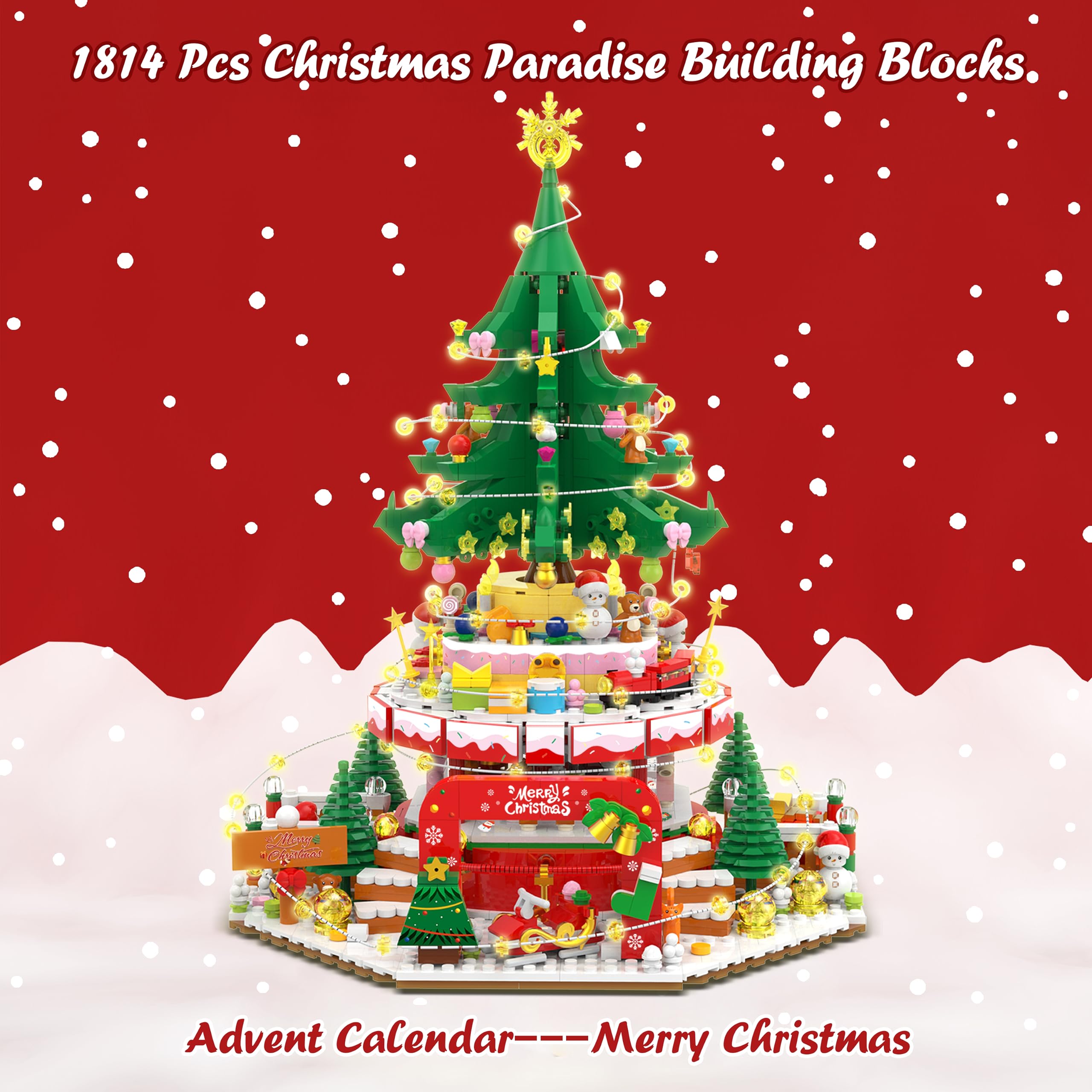 Sopu Advent Calendar 2023 Christmas Building Blocks - Christmas Paradise Building Kits，24 Parts -1814 Pieces Building Blocks for Adults and Kids Countdown to Christmas Building Blocks Gift