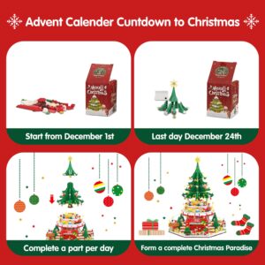 Sopu Advent Calendar 2023 Christmas Building Blocks - Christmas Paradise Building Kits，24 Parts -1814 Pieces Building Blocks for Adults and Kids Countdown to Christmas Building Blocks Gift