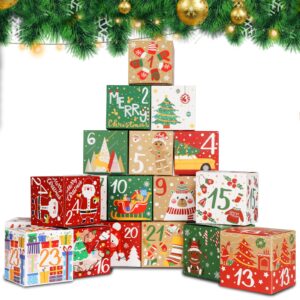 ourwarm christmas advent calendar boxes 2023, 24 days christmas countdown calendar cardboard number gift boxes countdown to christmas empty advent calendar candy box for adult kids xmas holiday decor