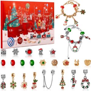 advent calendar 2023 bracelets for girls with 24 days christmas countdown calendar, 24pcs diy charm jewelry making kit, christmas gift for kids teens women