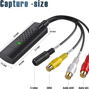 Capture Card, USB Video Capture Card Device, Audio Video Converter Grabber for RCA to USB-Convert VHS Mini DV VCR Hi8 DVD to Digital, for PC TV Tape Player Camcorder, MAC Windows Vista Compatible