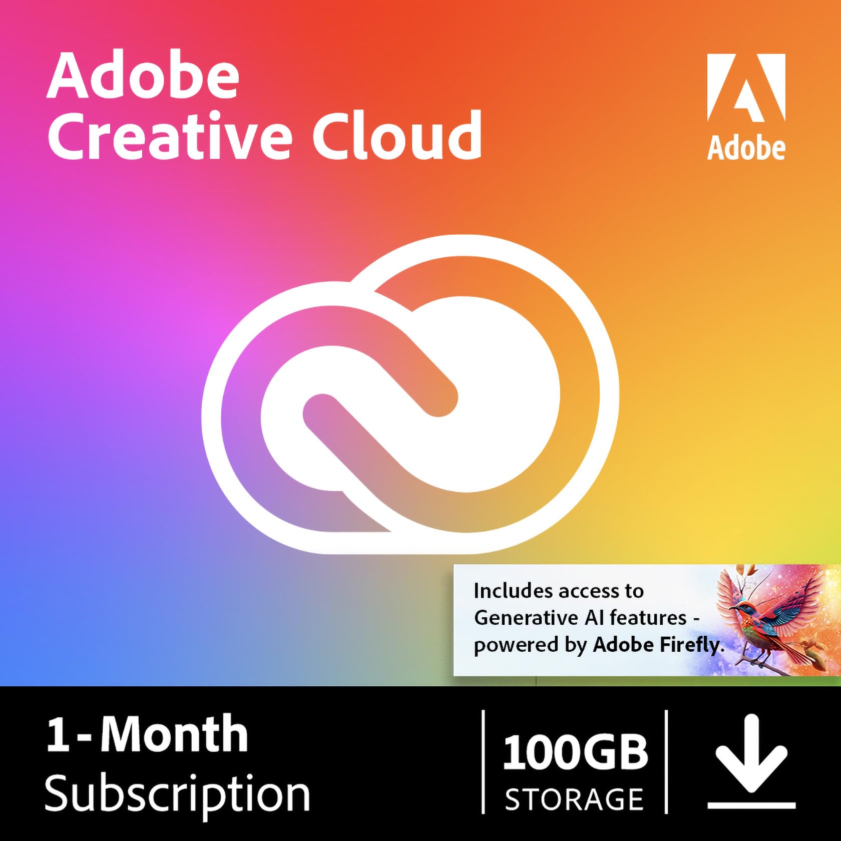 Adobe Creative Cloud | Entire Collection of Adobe Creative Tools Plus 100GB Storage | 1-Month Subscription with Auto-Renewal, PC/Mac