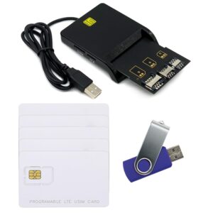 Gialer LTE Cards Program kit, SIM Card Tools & Accessories Include 1 SIM Card Reader + 5pcs programmable USIM Cards + 1 Mini Micro Nano sim Card Adapter kit + Newest GRSIM Software Programer Tool