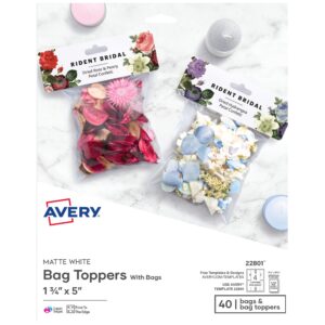 Avery Printable Bag Toppers for Laser & Inkjet Printers, Bags Included, 1.75" x 5", Pack of 40 (22801)