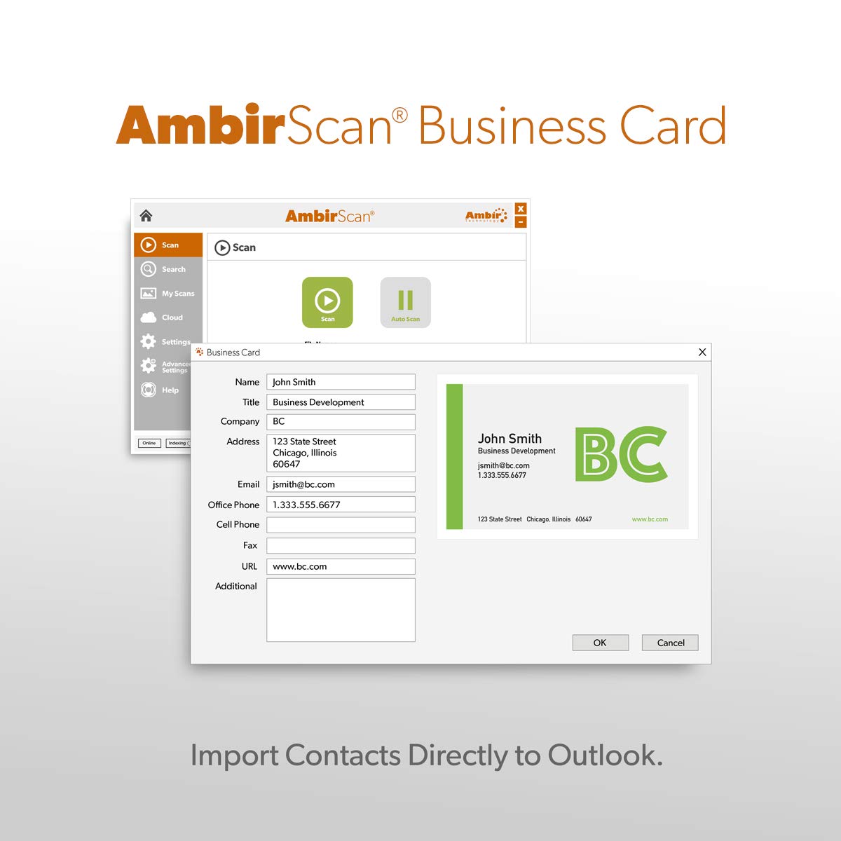 Ambir ImageScan Pro 687-BCS Duplex Card Scanner with AmbirScan Business Card for Windows PC