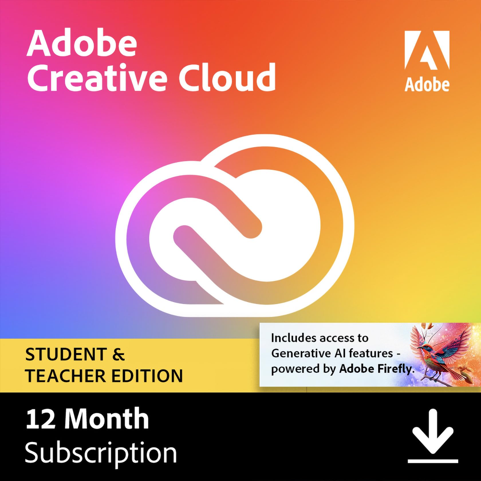 Adobe Student & Teacher Edition Creative Cloud | Validation Required | 12-Month Subscription with Auto-Renewal, PC/Mac