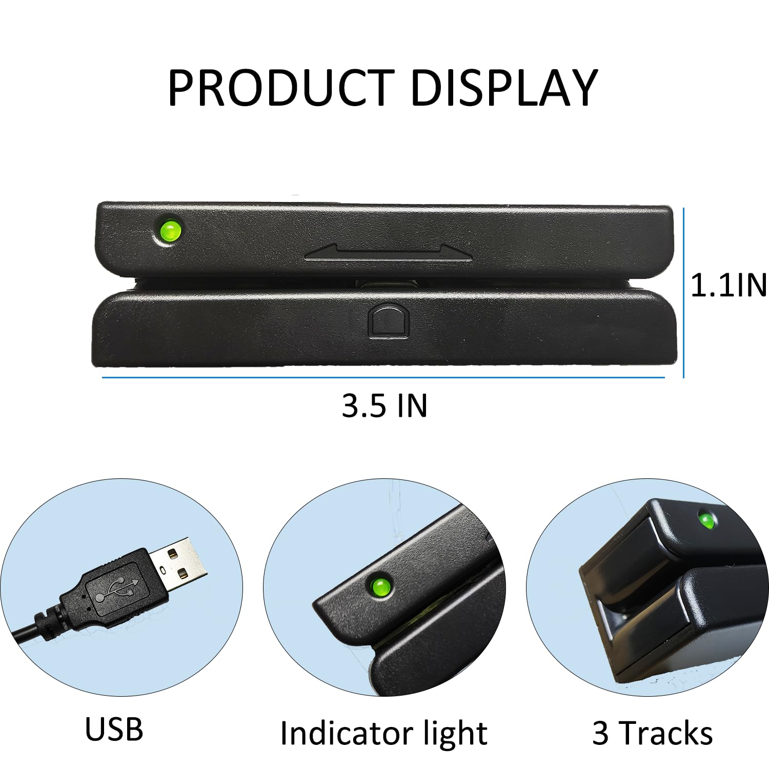 WODEMAX USB Bi-Directional Manual Credit Card Readers,3 Tracks Credit Card Reader for Computer，Magstripe Reader，Supprort with Windows, Linux, Mac os