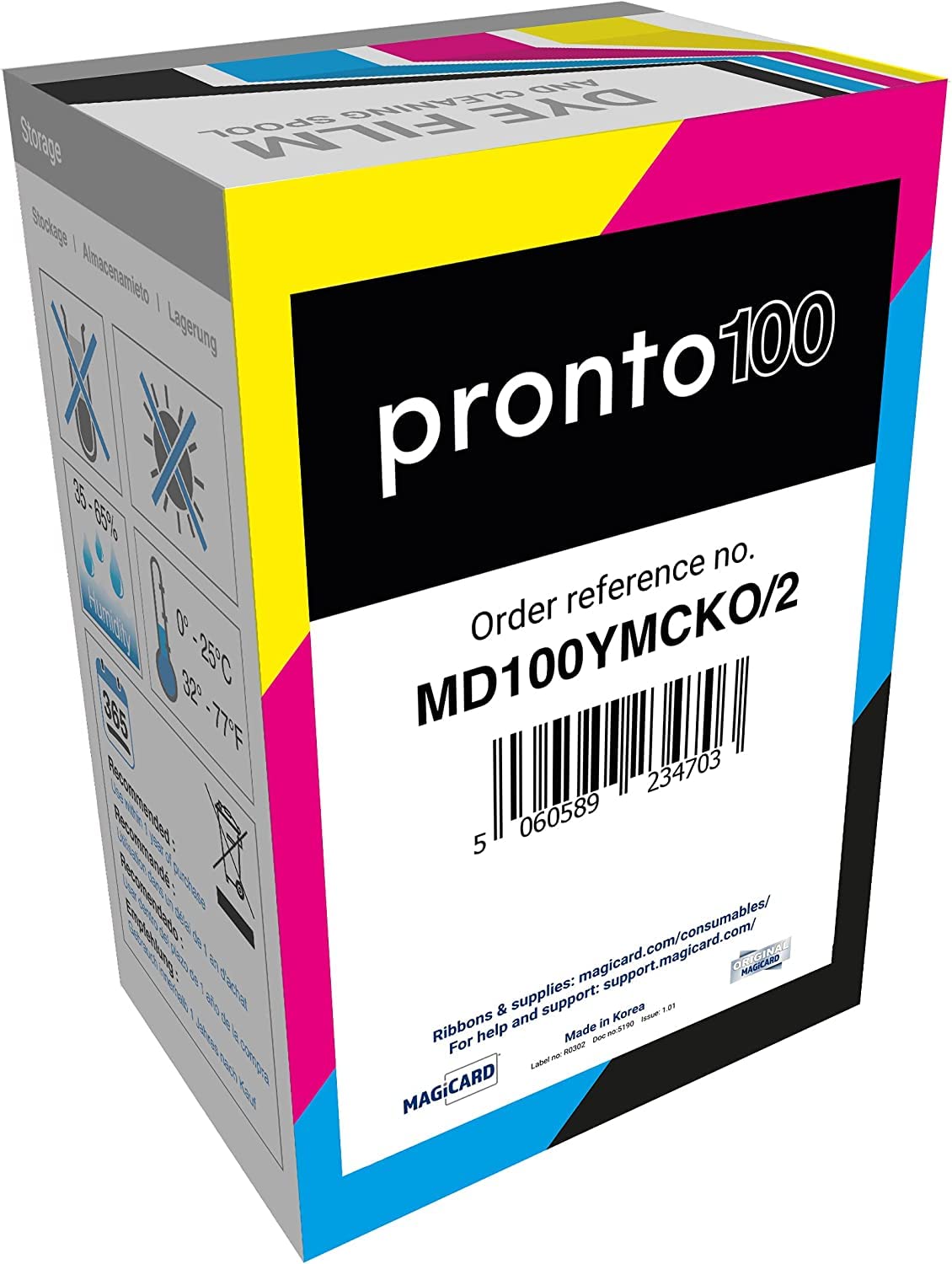 Bodno 2 x Magicard Pronto 100 Printer MD100YMCKO Color Ribbon - YMCKO - 100 Prints Software Demo Card