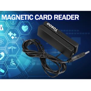 Ejoyous Magnetic Stripe Credit Card, USB 3 Tracks Hi Co Credit Card Reader Swiper Magstripe Swipe Card MSR90 for Point of Sale (POS), Access Control, ID Verify