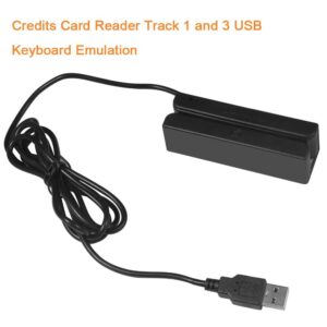 Heitamy MSR90 Magnetic Strip Card Reader 3 Track USB POS Magstripe Credit Card Swipe Reader Mini Swiper for POS System Cashier Registry Cash Register, Plug and Play, Black