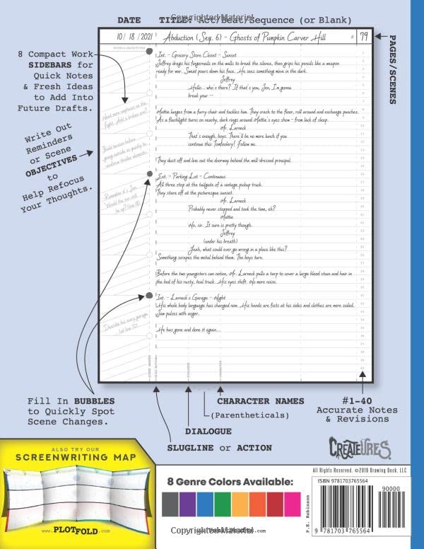 Blank Screenwriting Notebook: Write Your Own Movies - 200 Pages of Pre-Formatted Script Templates - 8.5" x 11" Journal for Ideas + Notes in Sidebars for Writers of TV Shows & Films (Vomit Drafts)