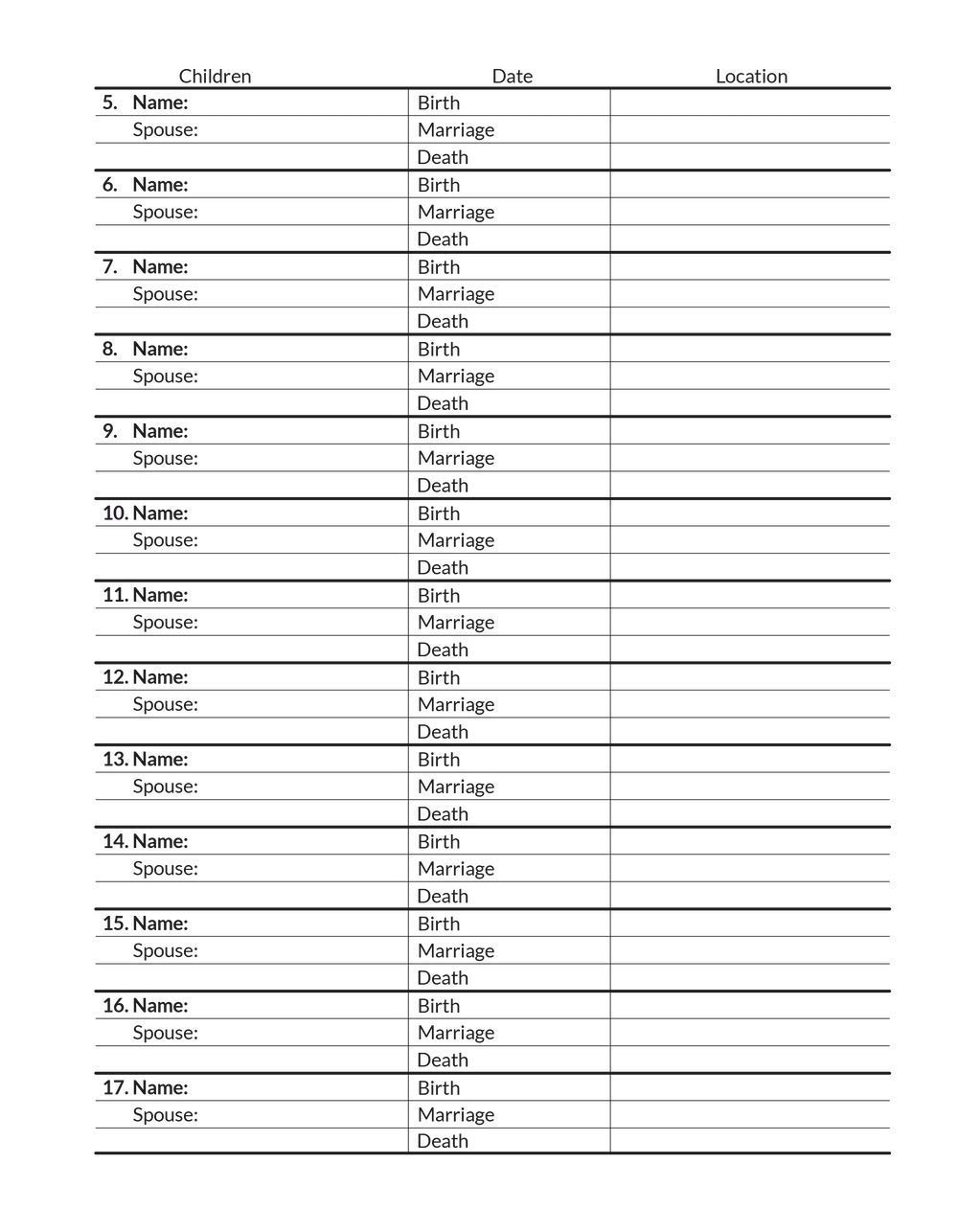 LARGE PRINT Two-Sided Family Group Sheets for Ancestry (30 Sheets) by EasyGenie | Archival-Quality Genealogy Forms