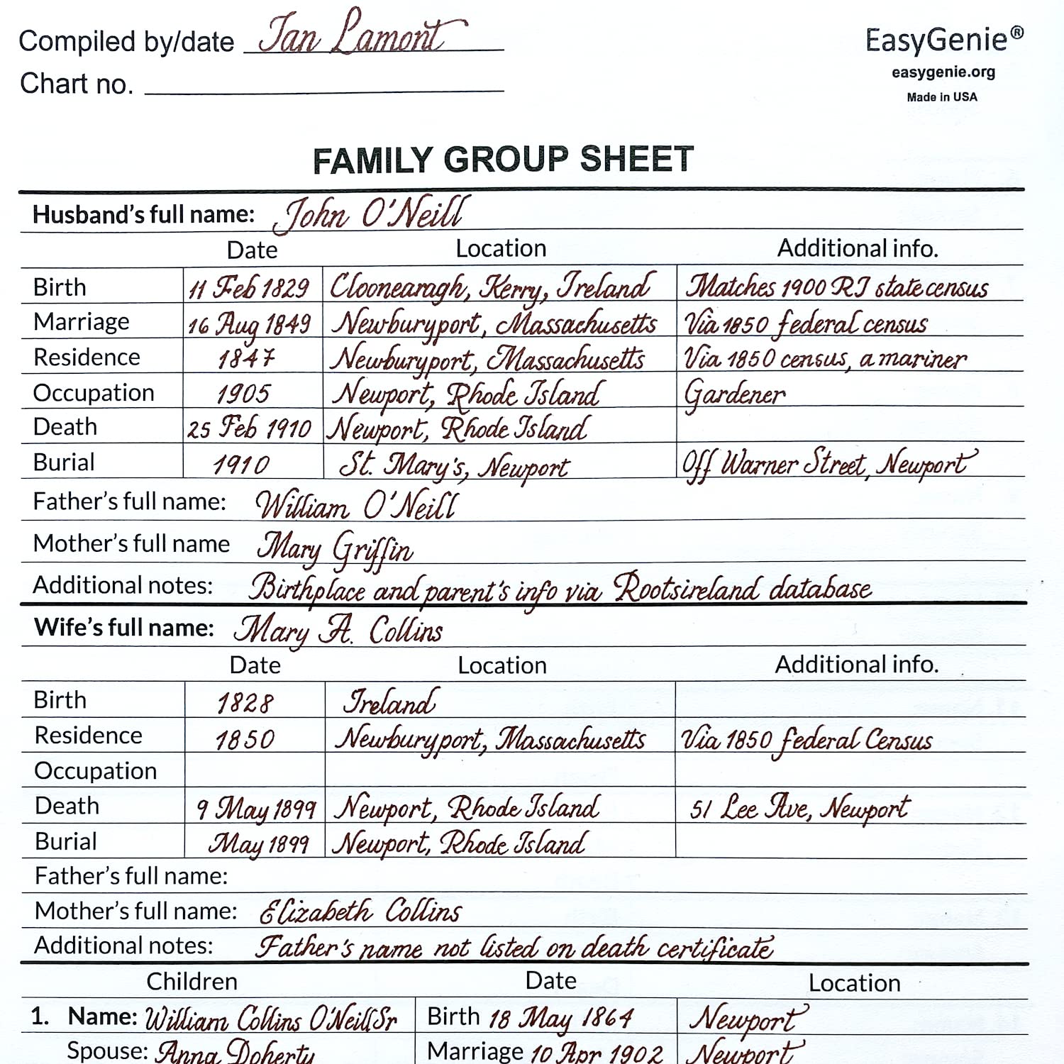 LARGE PRINT Two-Sided Family Group Sheets for Ancestry (30 Sheets) by EasyGenie | Archival-Quality Genealogy Forms