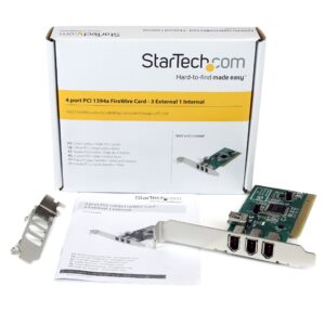 StarTech.com 4 port PCI 1394a FireWire Adapter Card - 3 External 1 Internal FireWire PCI Card (PCI1394MP)