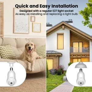 wansview Bulb Security Camera Outdoor - 2.4G WiFi Security Camera Wireless Outdoor Indoor for Home Security, 2K Color Night Vision, 360° Human Detection, 24/7 Recording, Works with Alexa (2 pack)