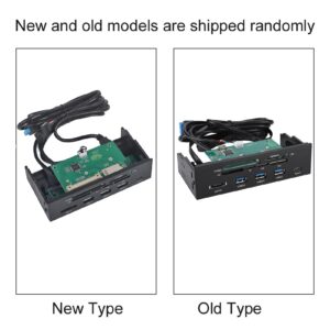 ASHATA Front Panel Hub 11 Port PC Front Panel with USB 3.0 Ports USB 3.1 eSATA Port and 6 Card Slots Card Reader Support M2 MSO Memory MS XD 64G CF Card Fit Any 5.25” Computer Case Front Bay