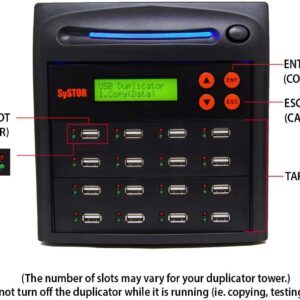 Systor 1 to 15 USB Duplicator & Sanitizer 2GB/Min - Standalone Multiple Flash Memory Copier & Storage Drive Eraser, Copy Speeds Up to 33MB/Sec (SYS-USBD-15)