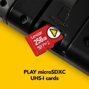 Lexar 256GB PLAY microSDXC Memory Card, UHS-I, C10, U3, V30, A1, Full-HD & 4K Video, Up To 160/100 MB/s, Expanded Storage for Nintendo-Switch, Gaming Devices, Smartphones, Tablets (LMSPLAY256G-BNNNU)