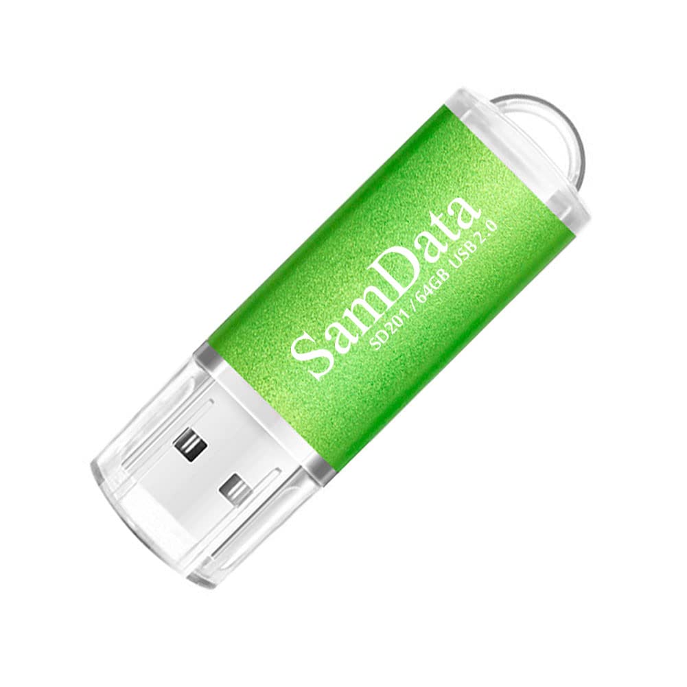 SamData 1 Pack 64GB USB Flash Drives USB 2.0 Thumb Drives Memory Stick Jump Drive Zip Drive, Green